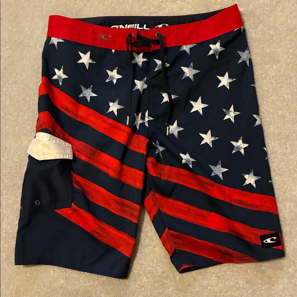 O'Neill Men's Star-Spangled Board Shorts - Red, White, and Blue